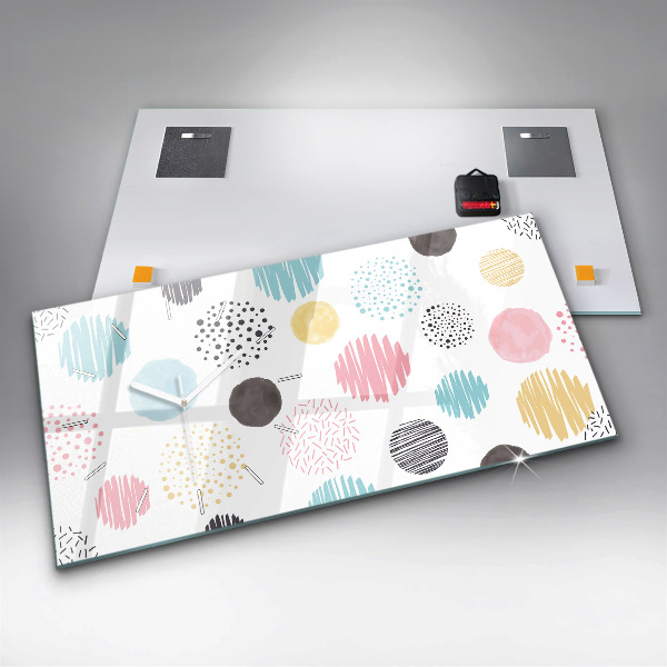 Horizontal wall clock Geometric pattern