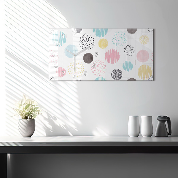Horizontal wall clock Geometric pattern