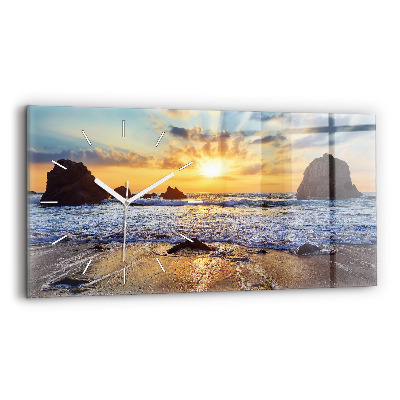 Horizontal wall clock Sunset on the beach