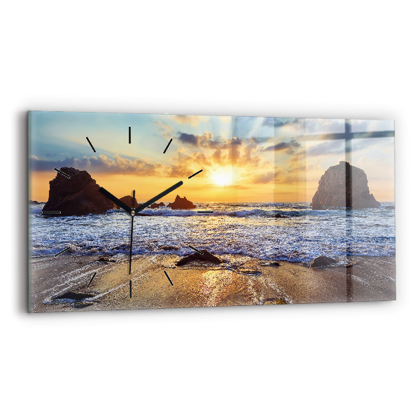 Horizontal wall clock Sunset on the beach