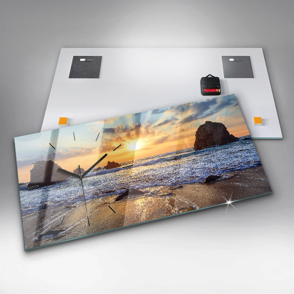 Horizontal wall clock Sunset on the beach