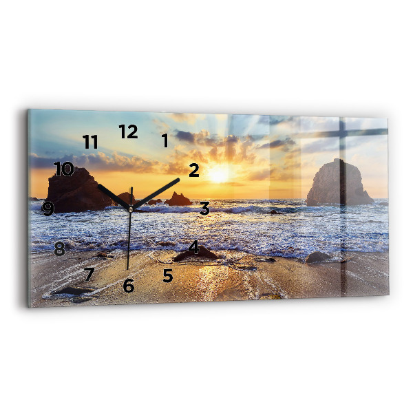 Horizontal wall clock Sunset on the beach