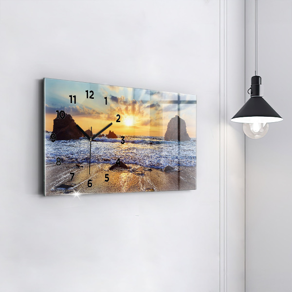 Horizontal wall clock Sunset on the beach