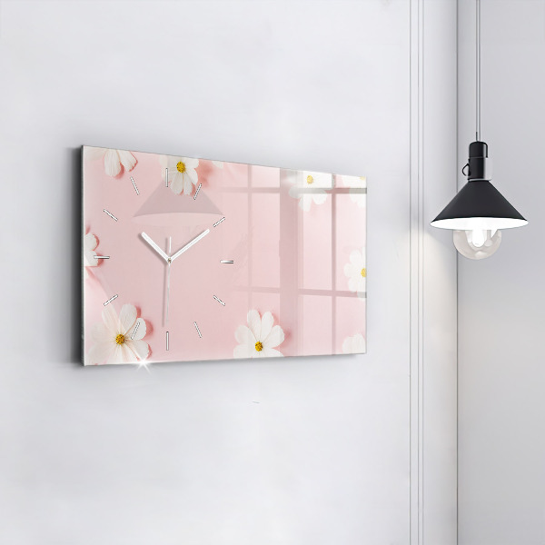 Horizontal wall clock Daisy flowers