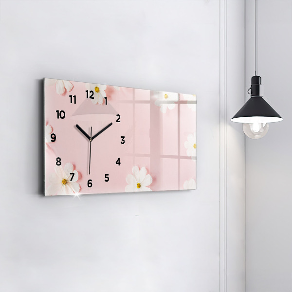 Horizontal wall clock Daisy flowers