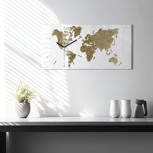 Horizontal wall clock World map