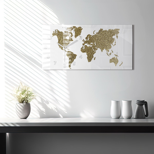 Horizontal wall clock World map