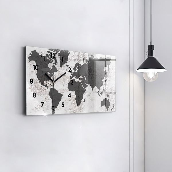 Horizontal wall clock World map concrete