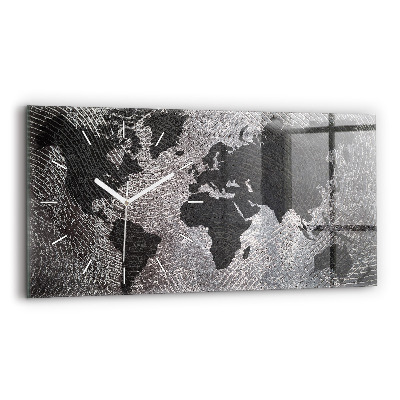 Horizontal wall clock World map concrete