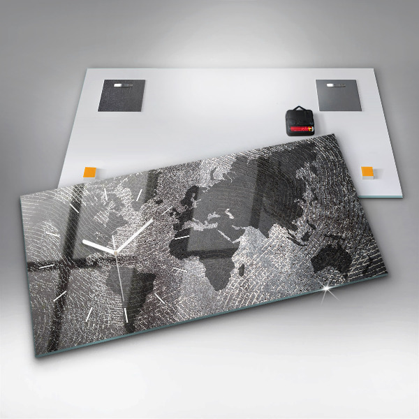 Horizontal wall clock World map concrete