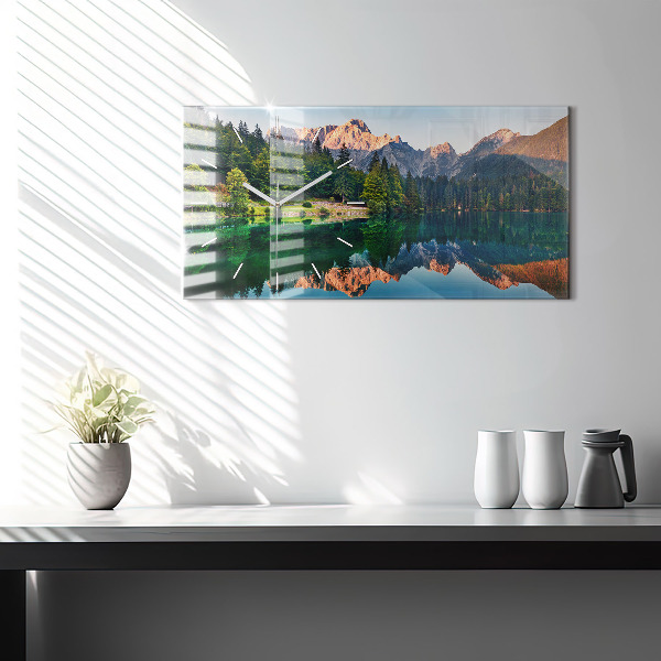 Horizontal wall clock Lake landscape