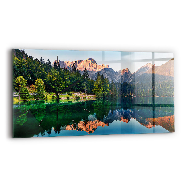Horizontal wall clock Lake landscape