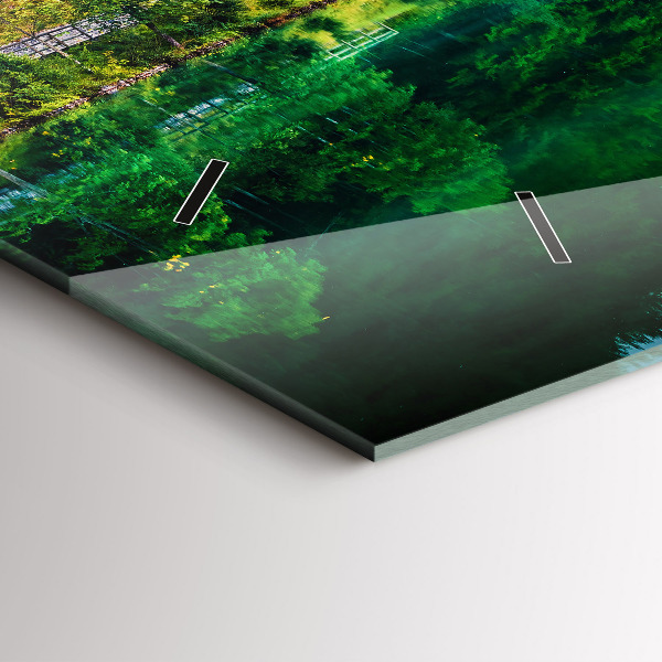 Horizontal wall clock Lake landscape