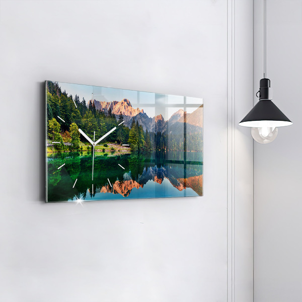 Horizontal wall clock Lake landscape