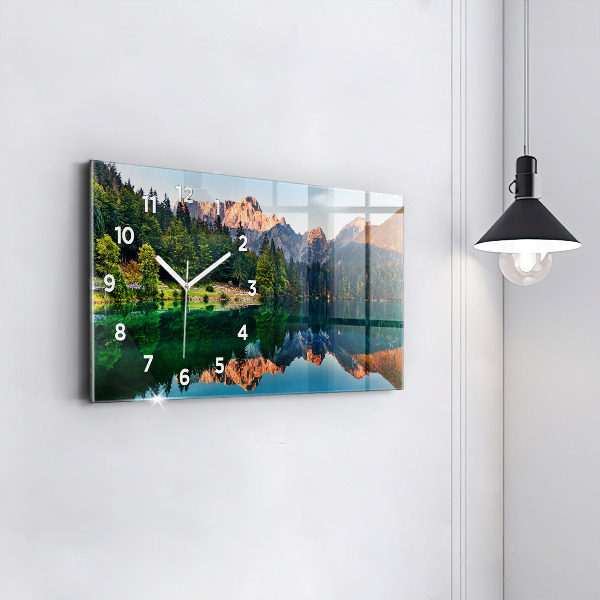 Horizontal wall clock Lake landscape