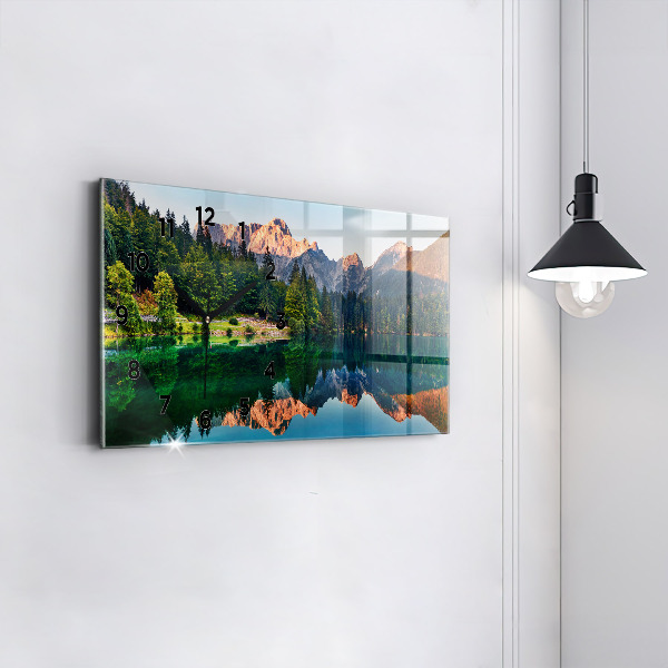 Horizontal wall clock Lake landscape