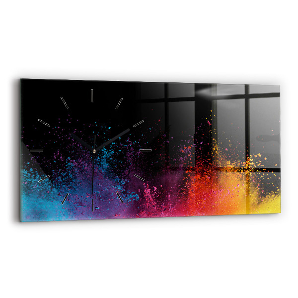 Horizontal wall clock Explosion of colors