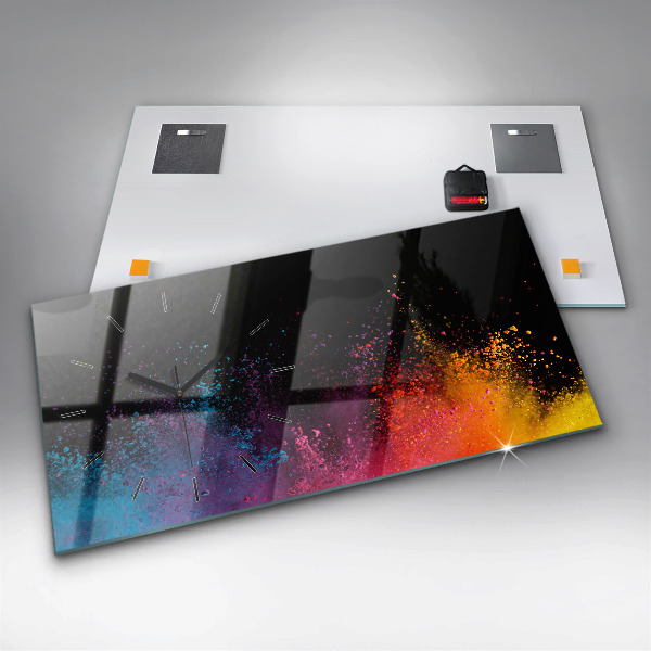 Horizontal wall clock Explosion of colors