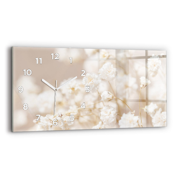 Horizontal wall clock Small white flowers