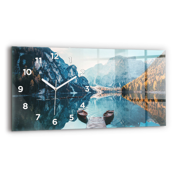 Horizontal wall clock Boats on the lake