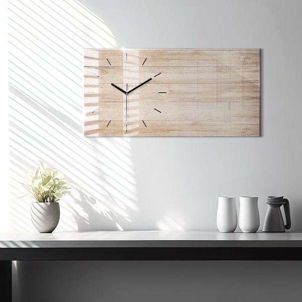Horizontal wall clock Wooden texture