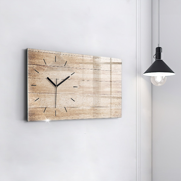 Horizontal wall clock Wooden texture