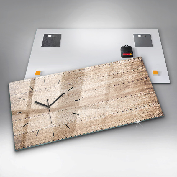 Horizontal wall clock Wooden texture