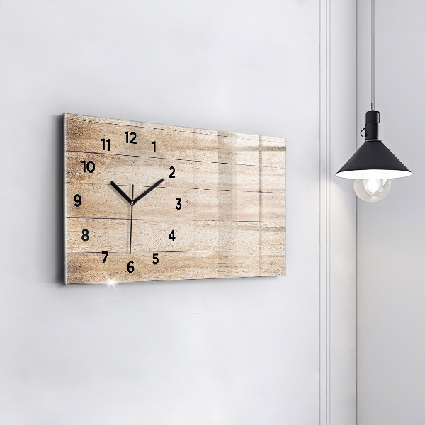 Horizontal wall clock Wooden texture