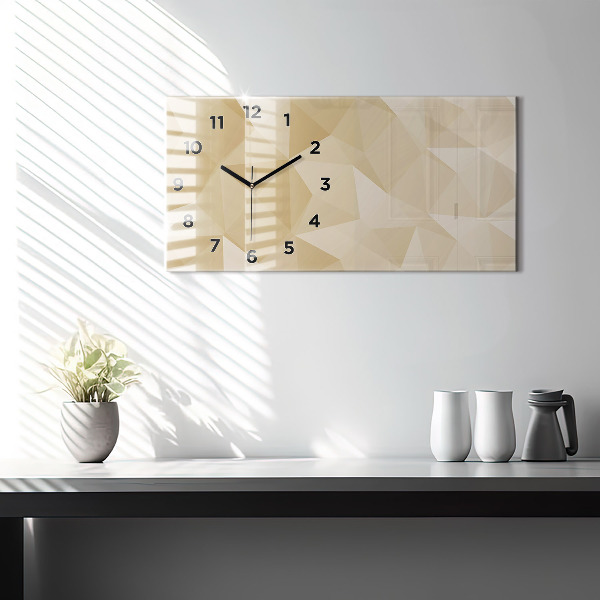 Horizontal wall clock Triangles abstract