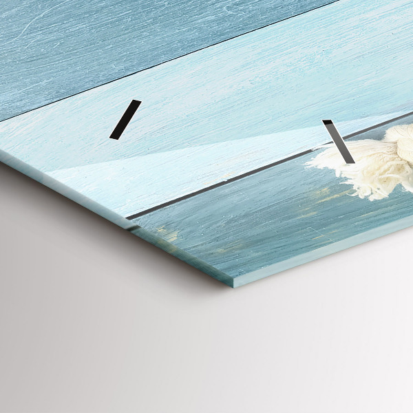 Horizontal wall clock Boards stripes and shell