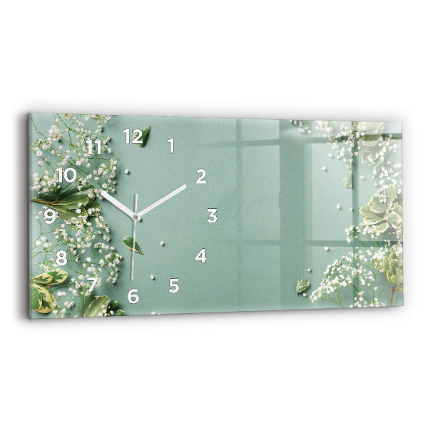 Horizontal wall clock Delicate flowers