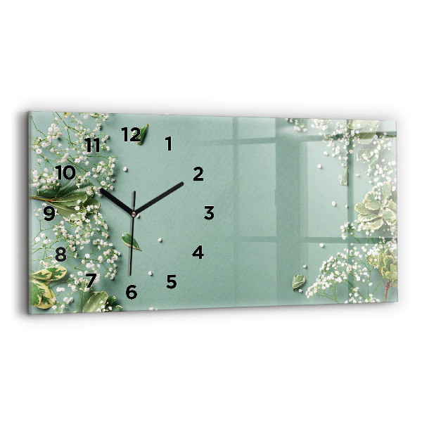 Horizontal wall clock Delicate flowers