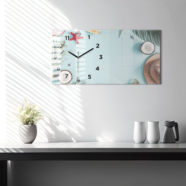 Horizontal wall clock Summer composition