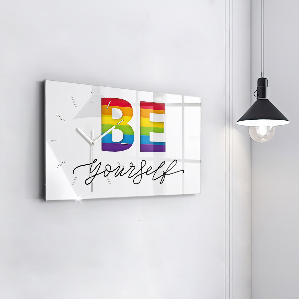 Horizontal wall clock The inscription be yourself
