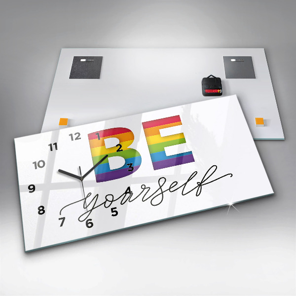 Horizontal wall clock The inscription be yourself
