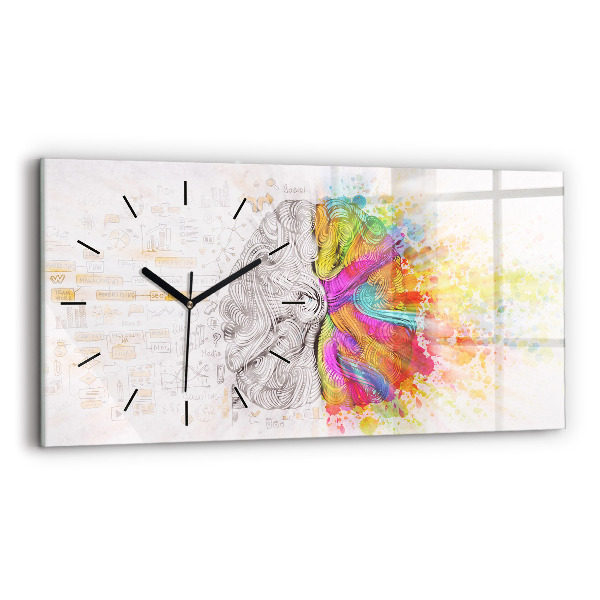 Horizontal wall clock Abstraction brain