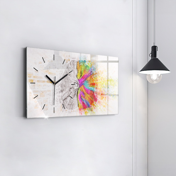 Horizontal wall clock Abstraction brain