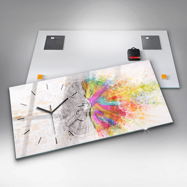 Horizontal wall clock Abstraction brain