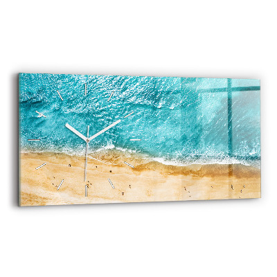 Horizontal wall clock sea beach people