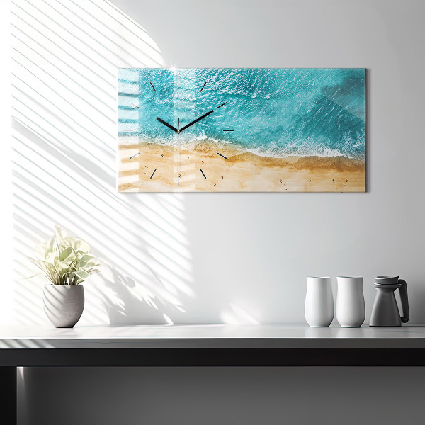 Horizontal wall clock sea beach people