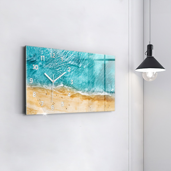 Horizontal wall clock sea beach people