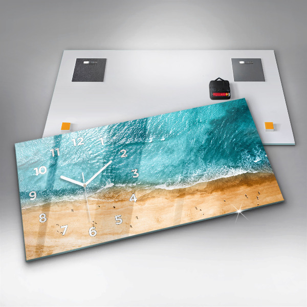 Horizontal wall clock sea beach people