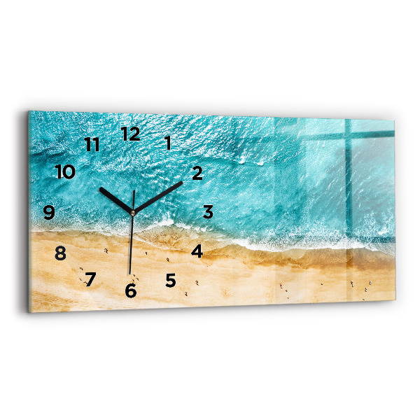 Horizontal wall clock sea beach people