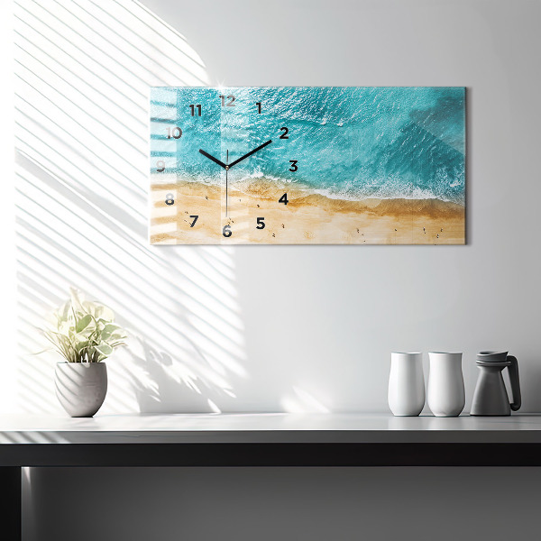 Horizontal wall clock sea beach people