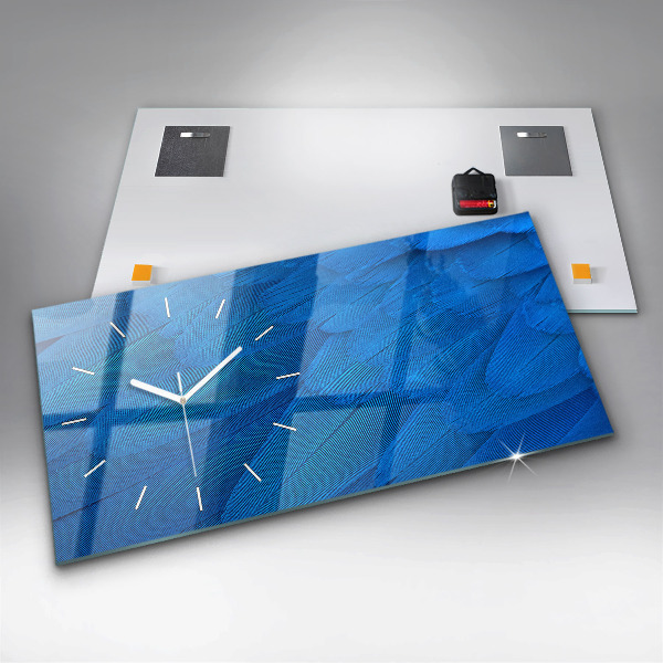 Horizontal wall clock Bird feather