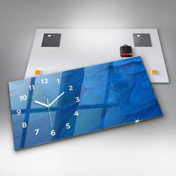 Horizontal wall clock Bird feather