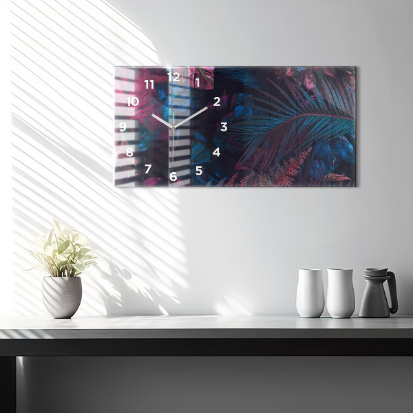 Horizontal wall clock Exotic flowers