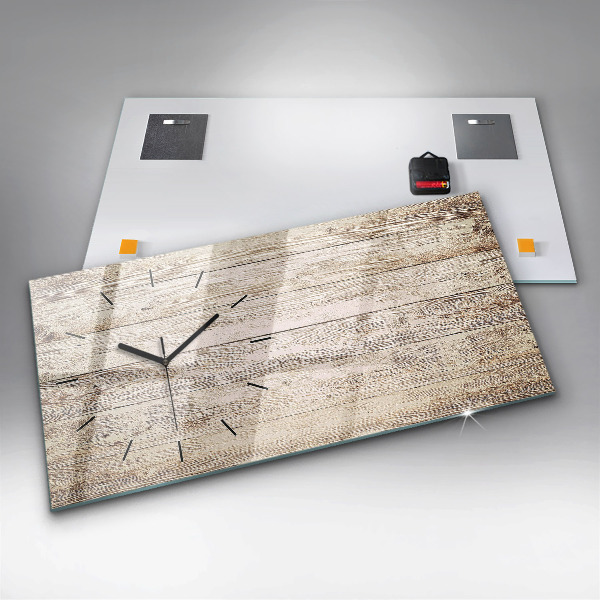 Horizontal wall clock Wooden panels