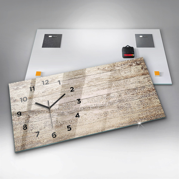 Horizontal wall clock Wooden panels