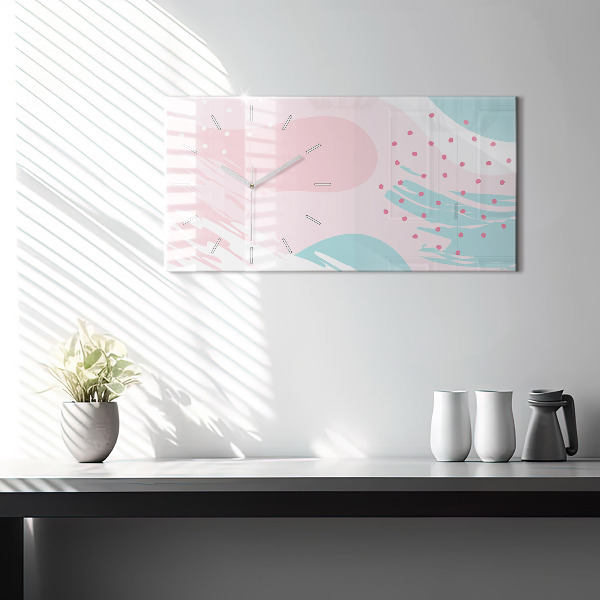 Horizontal wall clock Pastel abstraction